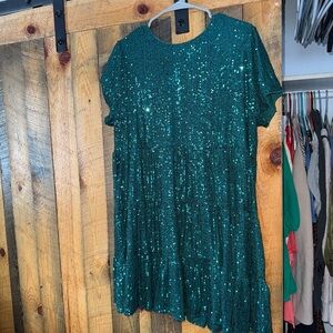 Lulu's Green Sequin Mini Dress